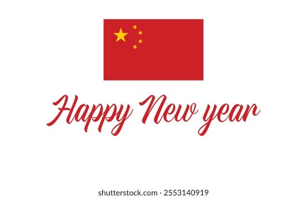 Happy New Year 2025 China on a which background, Vector design of Happy New Year with flag of CHINA, Happy New Year in the colors of CHINA flag, Typographic design of Happy new year