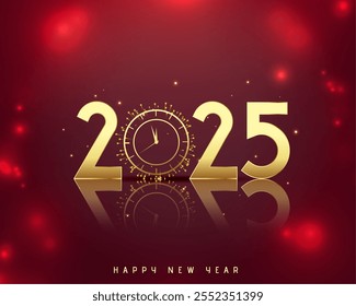 happy new year 2025 clock background design vector