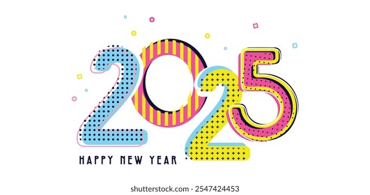 Happy New Year- 2025 . Collection of greeting banner designs, New Year, social media promotional content. Vector illustration