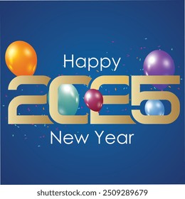 Happy new year 2025. color number banner poster with colorful background. EPS vector art and illustration. can use for, landing page, template, UI, web, mobile app, poster, banner, flyer, background.