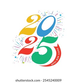 Feliz Ano Novo 2025 cor completa vetor arte 