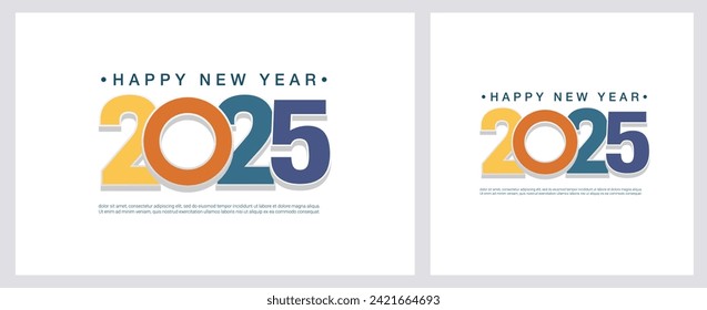 Happy New Year 2025 with colorful design. 2025 new year celebration on set background