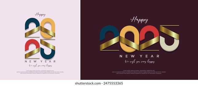 Feliz año nuevo 2025 con colorida Plantilla de diseño 3d. Concepto de celebración del Nuevo año 2025 para tarjeta de felicitación, Anuncio y Plantilla posterior