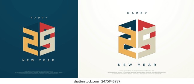 Happy new year 2025 with colorful design template. New year 2025 celebration concept for greeting card, banner and post template.