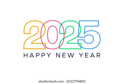 Happy New Year 2025 colorful creative vector graphics New year 2025 multicolor modern minimal vector graphic or logo design Colorful 2025 numbers blend into each other vector graphic