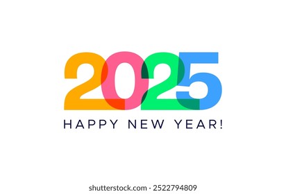 Happy New Year 2025 colorful creative vector graphics New year 2025 multicolor modern minimal vector graphic or logo design Colorful 2025 numbers blend into each other vector graphic