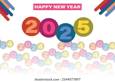 Happy New Year 2025 colorful banner card.