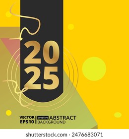 Happy new year 2025 concept design, post template, minimalistic, luxury, floral retro futuristic poster, retro wave