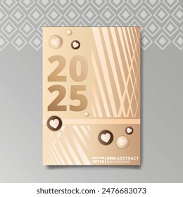 Happy new year 2025 concept design, post template, minimalistic, luxury, floral retro futuristic poster, retro wave