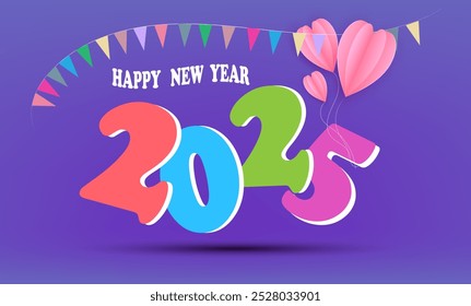 Happy New Year 2025, Concept for holiday celebration, greeting card, poster, banner, flyer. Collection of greeting background designs, New Year, social media promotional content. Vector illustration