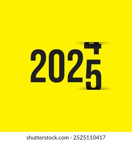 Feliz año Nuevo 2025 concepto de cuenta regresiva Vector gráfico año nuevo concepto de revelación año nuevo transición 2025 celebración Vector gráfico 2025 viene con un diseño de Anuncio amarillo 2025 tipografía o logotipo