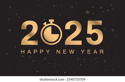 Happy New Year 2025. Countdown Timer. merry christmas. Golden 2025 numbers. Luxury style. Vector illustration.