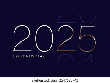 Happy New Year 2025 countdown gold greeting card