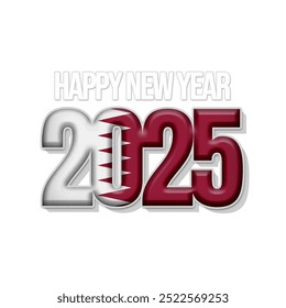 Happy new year 2025 with country flag Qatar