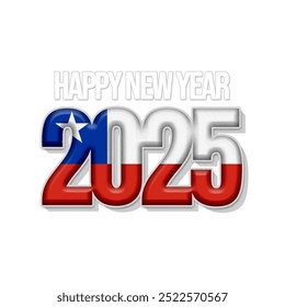 Happy new year 2025 with country flag Chile