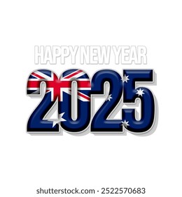 Happy new year 2025 with country flag Australia
