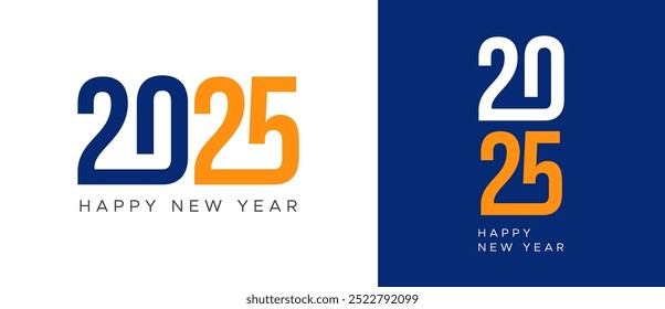 happy new year 2025 creative vector logo design concept Happy new year 2025 banner or social media post template with unique logo design template