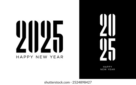  Happy New Year 2025 creative logo or typography design Happy New Year party celebration graphic template or vector graphic design. we wish you a Happy New Year banner or background design