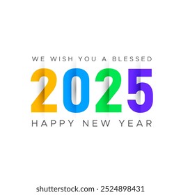  Happy New Year 2025 creative logo or typography design Happy New Year party celebration graphic template or vector graphic design. we wish you a Happy New Year banner or background design