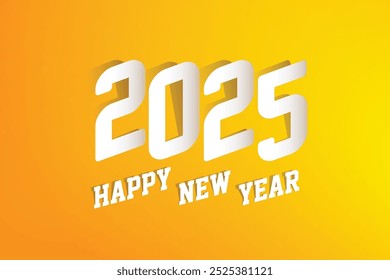 Feliz ano novo 2025 design criativo cartão de saudação, Ano 2025 vetor papel arte design elemento, para 2025 novos cartazes de ano, banners, saudações, folheto, pano de fundo e celebrações.