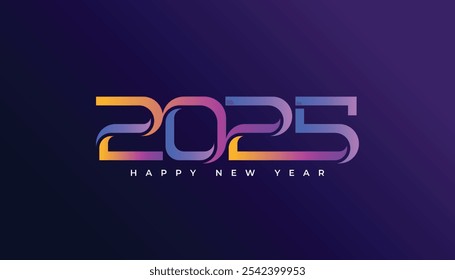 Happy New Year 2025 with the creative concept of number combination. Creative Gradient art banner.