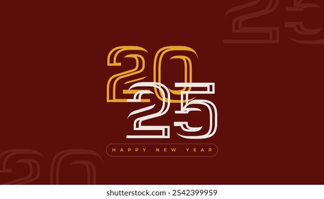 Happy New Year 2025 with the creative concept of number combination. Creative red Chinese New Year theme banner outline.