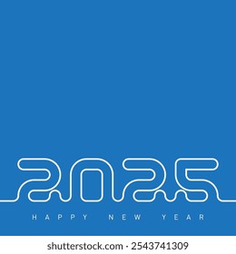 Happy new year 2025. Creative greeting card design template with lineart element. Universal background.