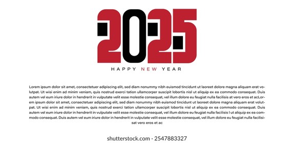 Happy new year 2025. Creative concept of 2025 new year with modern typeface number for social media template, card and banner