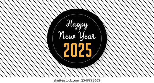 Happy New Year 2025. Creative dynamic line number of 2025 on white background. Template design for poster, calendar, banner, flyer, web