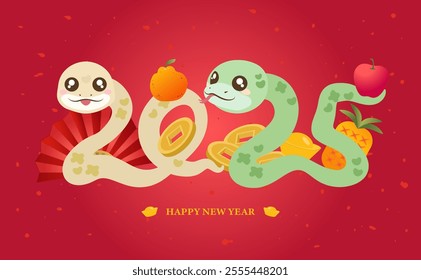 Happy new year 2025. Creative 2025 snake logo design.