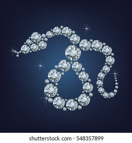 Happy new year 2025 creative greeting card with Snake made up a lot of diamonds