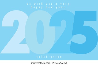 Feliz año nuevo 2025 color cian monocromo. Feliz año nuevo 2025 diseño de texto. La Plantilla del diario de negocios para 2025 Feliz año nuevo.