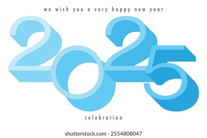 happy new year 2025 cyan monochrome color with white color background. happy new year 2025 text design. the template of business diary for 2025 happy new year.