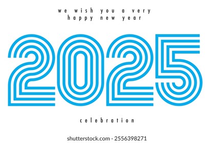 happy new year 2025 cyan color with white color background. happy new year 2025 text design. the template of business diary for 2025 happy new year.