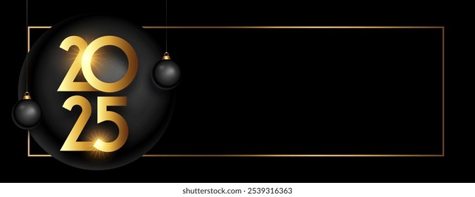 happy new year 2025 dark wallpaper with text space vector