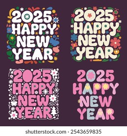 Feliz ano novo 2025 um vetor de design de T-shirt decorativa .Feliz Ano Novo 2025 Poster design.