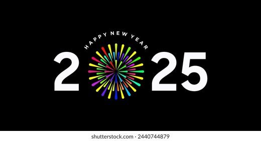 happy new year 2025 design, with colorful black background, 2025 calendar