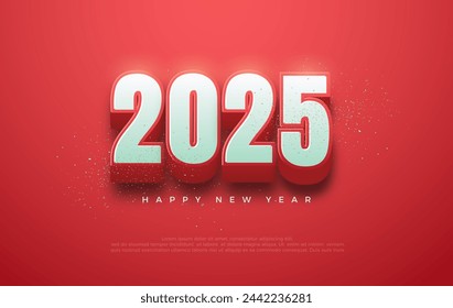 Happy New Year 2025 Design. With the illustration of the number 2025 elegant red. Premium vector design for greetings and celebration of Happy New Year 2025.