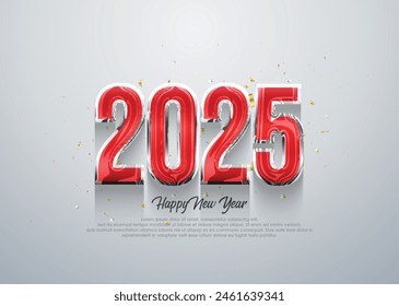 Happy New Year 2025. Design template with typographic numbers 2025 for celebration and decoration. Vector premium design for branding, banners, covers and cards.