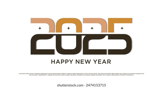 Happy new year 2025 design logo text vector illustration new year celebration concept