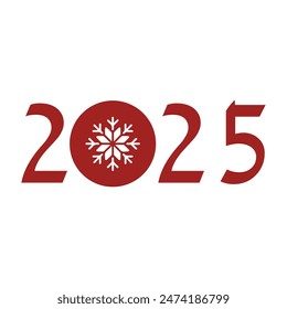Happy New Year 2025 Design Beautiful Christmas Snow Icon In Maroon Colour Isolated on White Background. Christmas Snow Design To Celebrate New Year 2025. Enjoy Happy Christmas.
