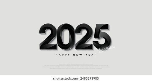 Happy New Year 2025 design with modern celebration numbers with elegant number concept. Premium vector design for a book cover, greeting card and poster.