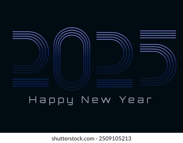 Happy new year 2025 design  light dark blue combination , simple template design of 2025 