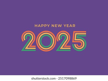 Happy New Year 2025 design vector. trendy new year 2025 design template. Simple and elegant purple background design. Vector Illustration.