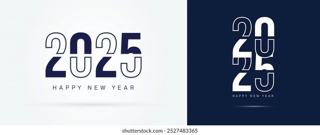 Happy new year 2025 design. Colorful truncated number illustrations. Premium vector design for poster, banner, greeting and new year 2025 celebration.	