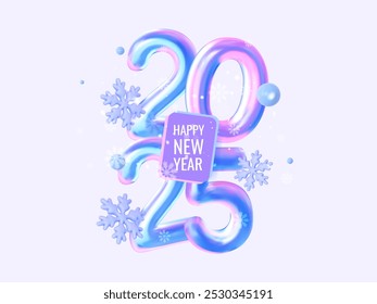 Happy New Year 2025. Design for greeting cards, posters, New Year banners, web design and social media.