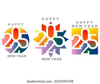 Happy new year 2025 design with colorful theme. Premium vector background, for posters, calendars, greetings and New Year 2025 