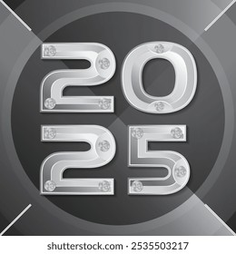 Happy New Year 2025 design with latest technology and industry illustrations