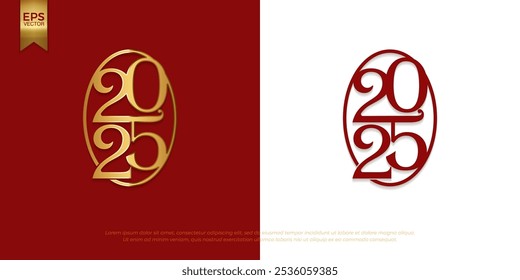 Happy new year 2025 design logo text vector illustration with pendant style