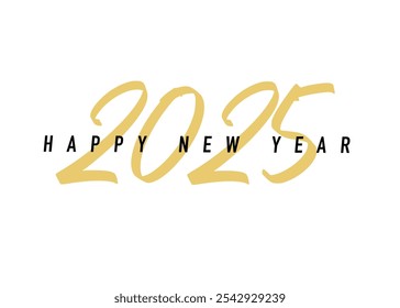 Happy New Year 2025 
design with handwritten simple vector